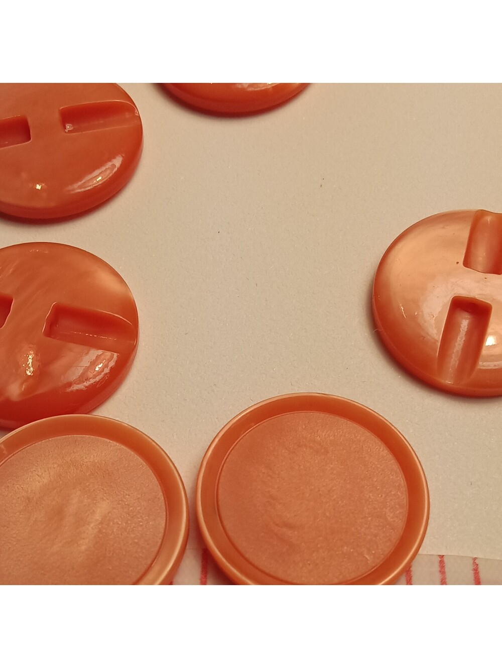 VTG Peach Pink Marbled Moonglow Buttons 11/16" Self Tunnel Shank Lot of 6 sewing